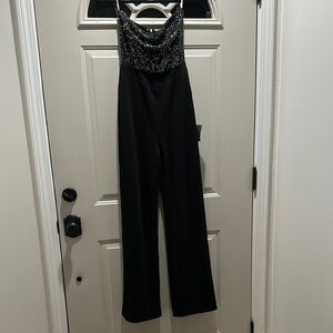 Lulu's Black Sequin Strapless Jumpsuit
